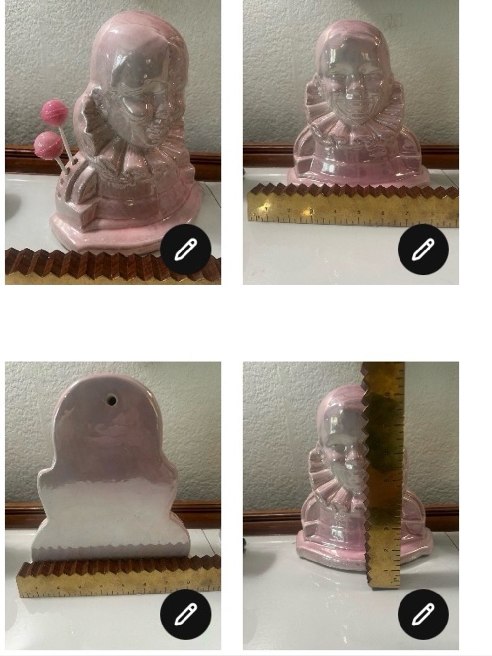 🍭 Lollipop holder fabulous pink opalescent clown face
